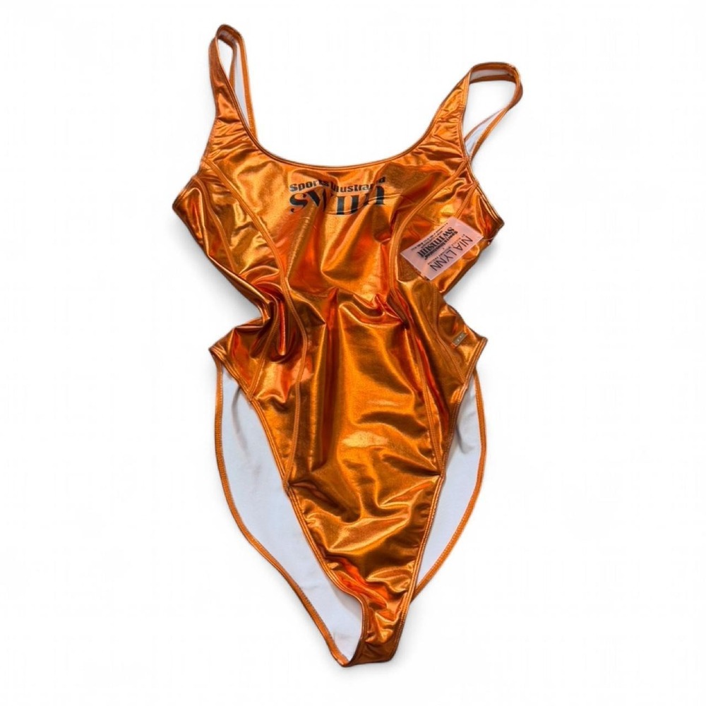 Nia Lynn x Sports Illustrated Swimsuit Metallic Orange One Piece, Women's Size L